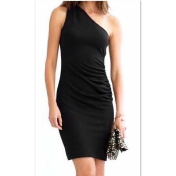 Banana republic one shoulder, Ruched side bodycon asymmetrical dress - Size 2 - Picture 1 of 10